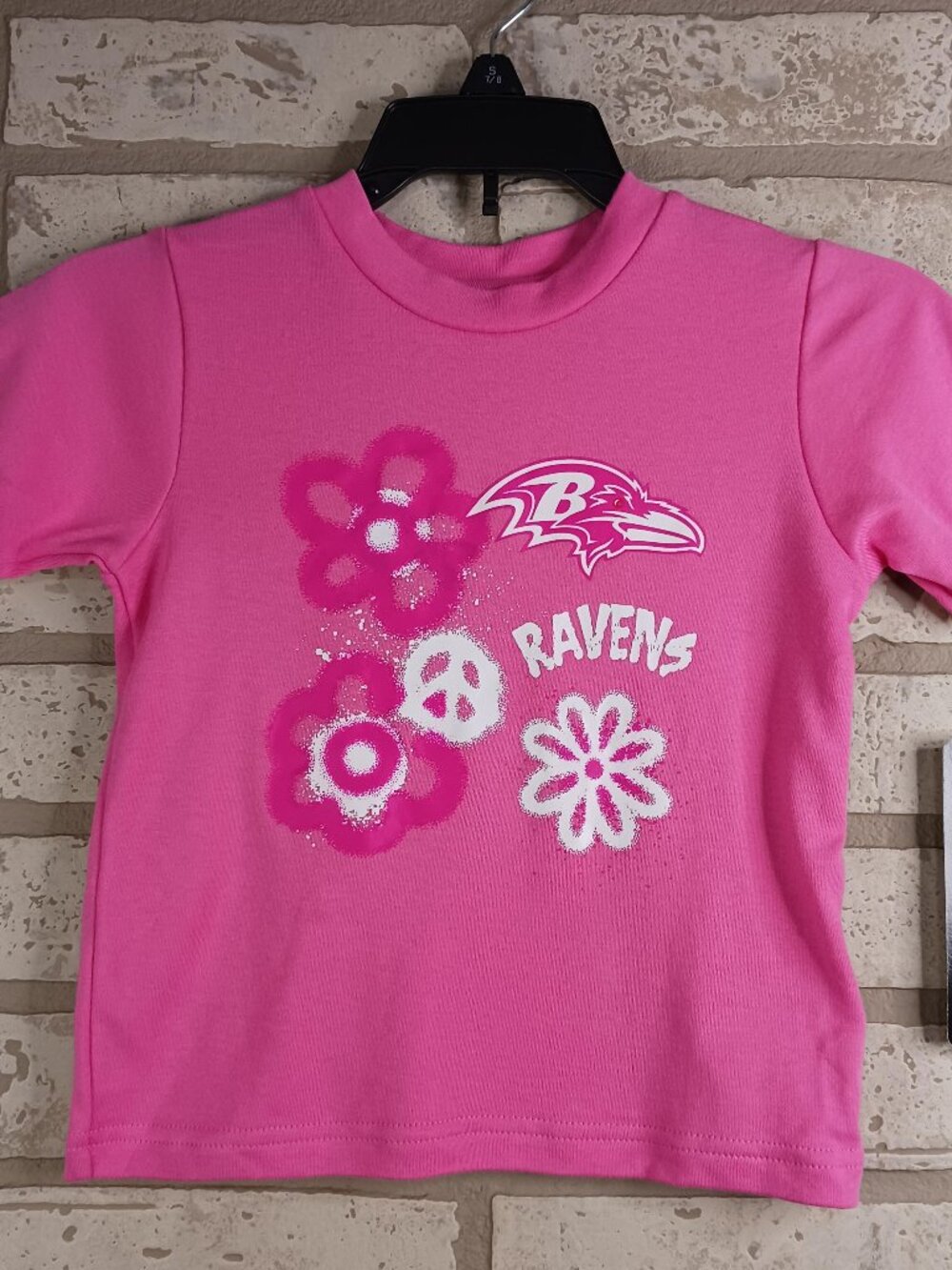 Baltimore Ravens Girls 2T Pink Floral T Shirt Short Sleeve NFL Team Apparel